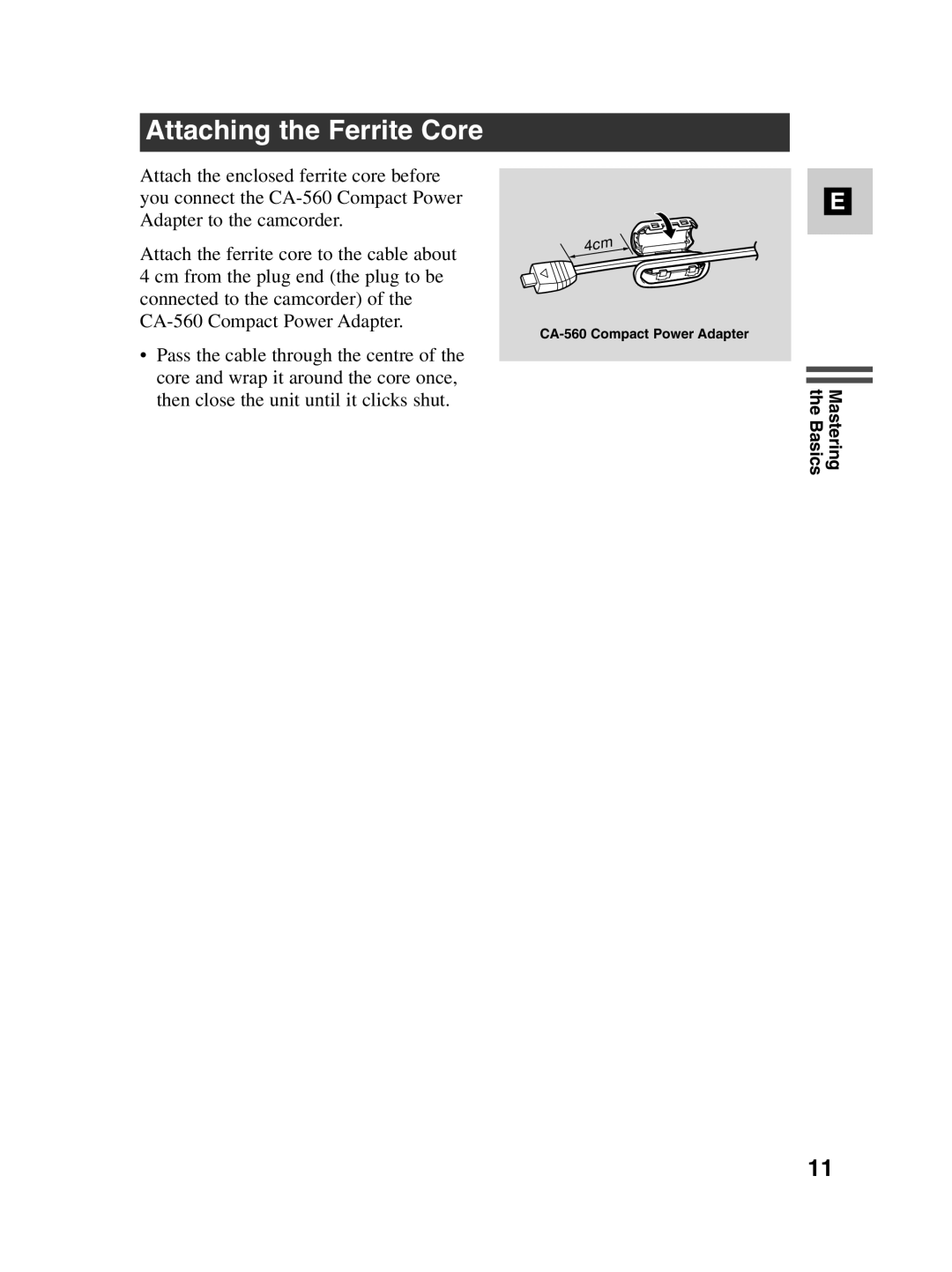 Canon MV550i, MV530i instruction manual Attaching the Ferrite Core 