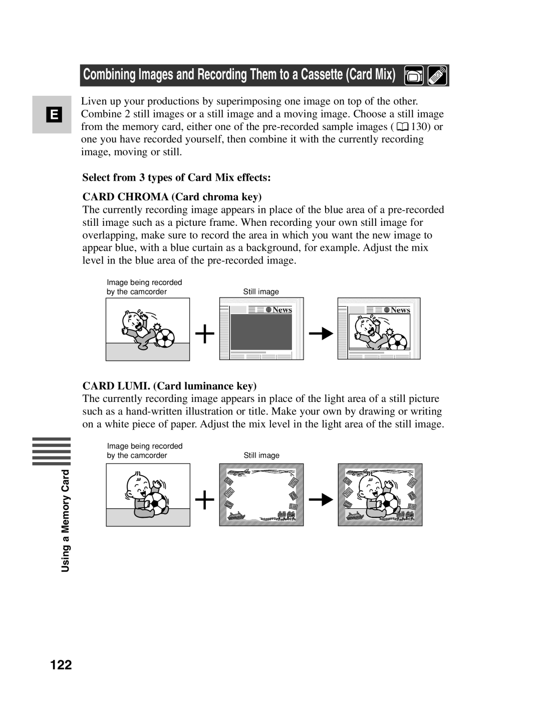 Canon MV530i, MV550i instruction manual 122, Card LUMI. Card luminance key 