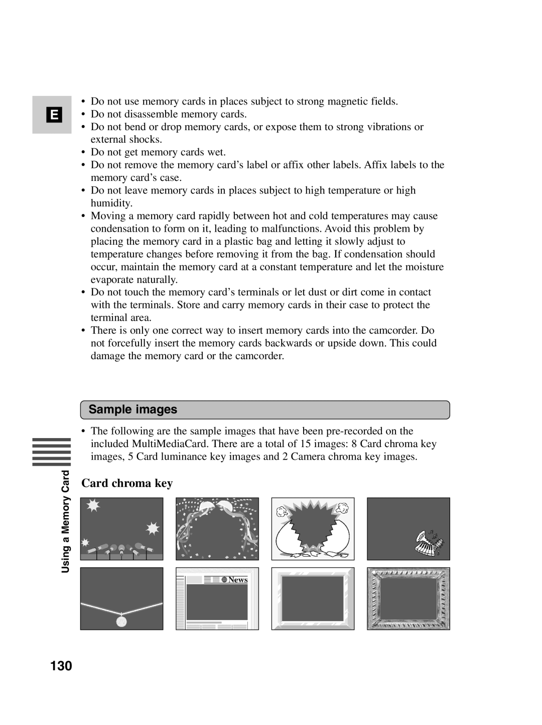 Canon MV530i, MV550i instruction manual 130, Sample images, Card chroma key 