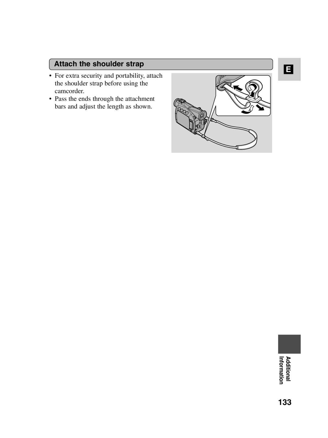 Canon MV550i, MV530i instruction manual 133, Attach the shoulder strap 