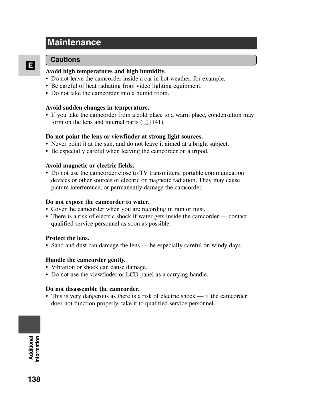 Canon MV530i, MV550i instruction manual Maintenance, 138 