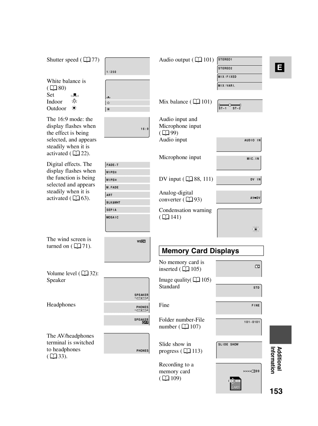 Canon MV550i, MV530i instruction manual 153, Memory Card Displays 