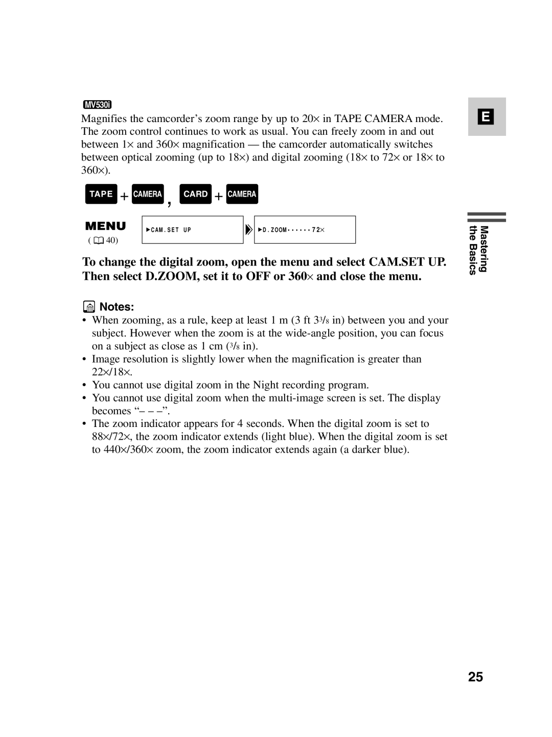 Canon MV550i, MV530i instruction manual Zoom 72 ⋅ 