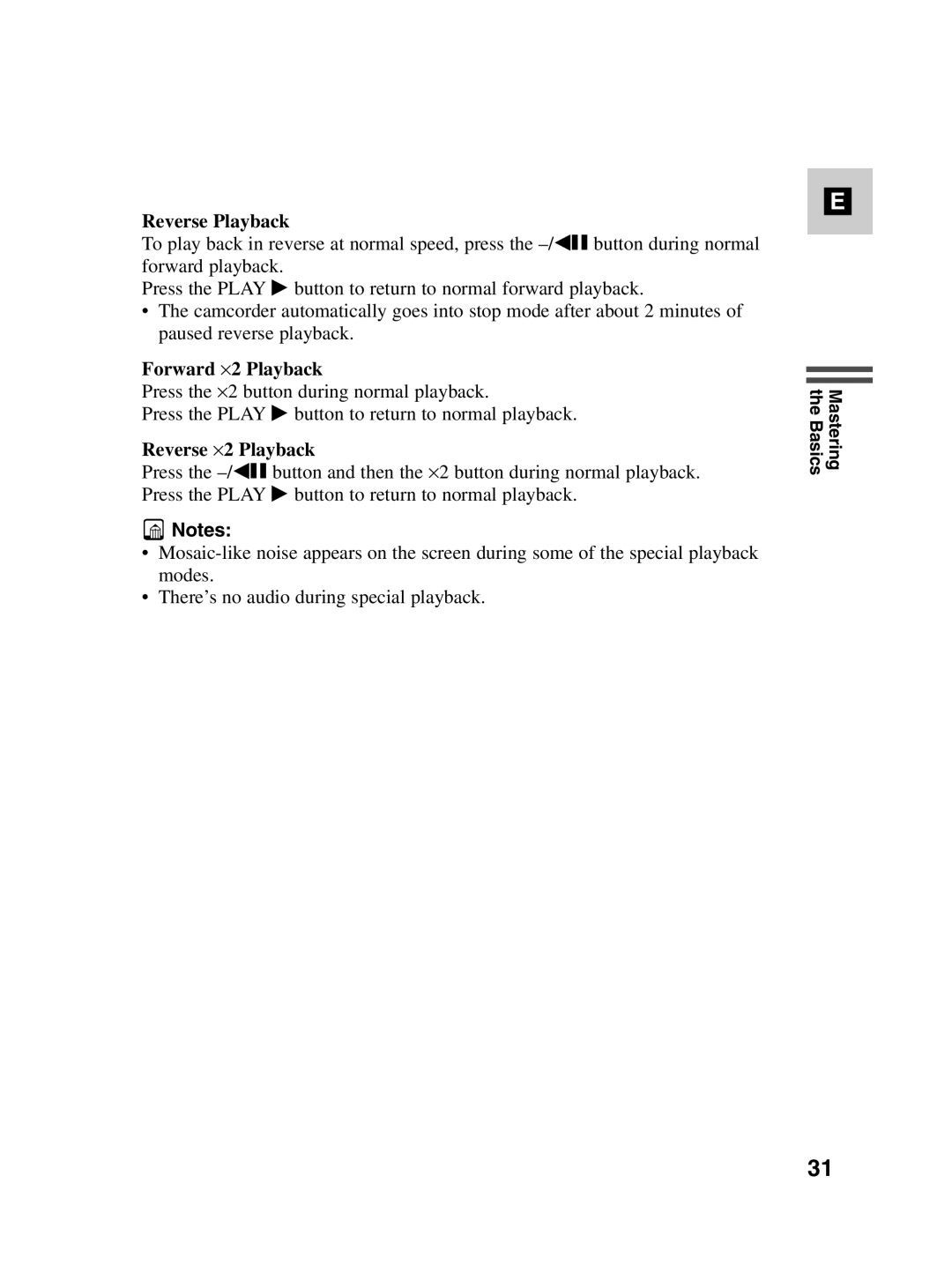 Canon MV550i, MV530i instruction manual Reverse Playback, Forward ⋅2 Playback, Reverse ⋅2 Playback 