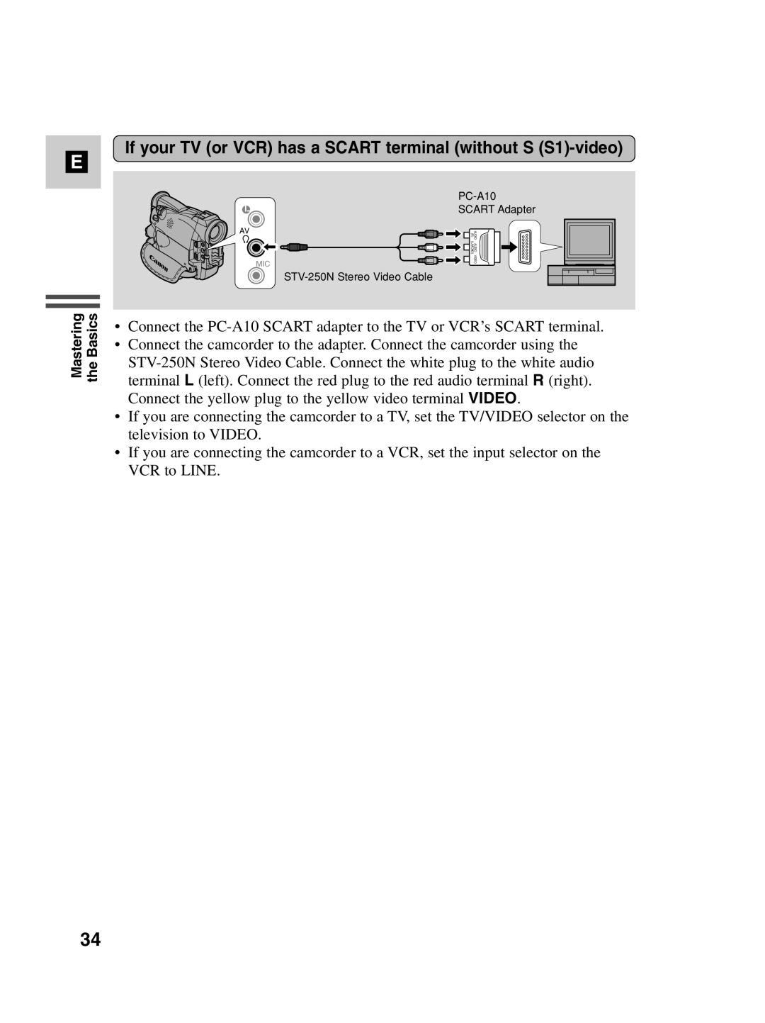 Canon MV530i, MV550i instruction manual If your TV or VCR has a Scart terminal without S S1-video 