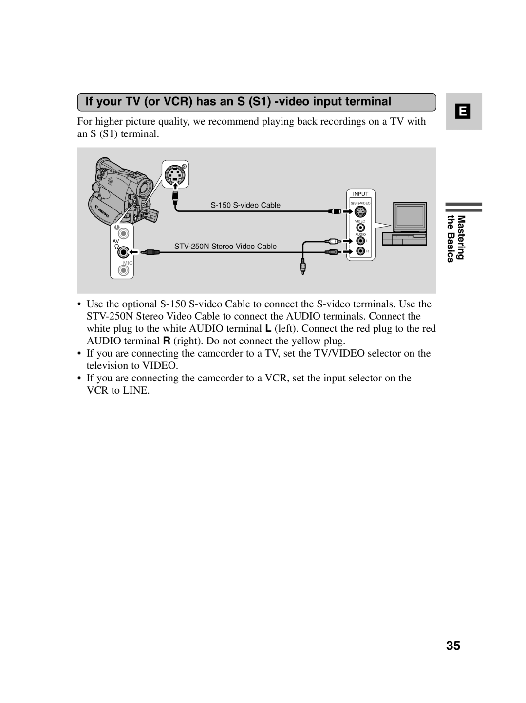 Canon MV550i, MV530i instruction manual If your TV or VCR has an S S1 -video input terminal 