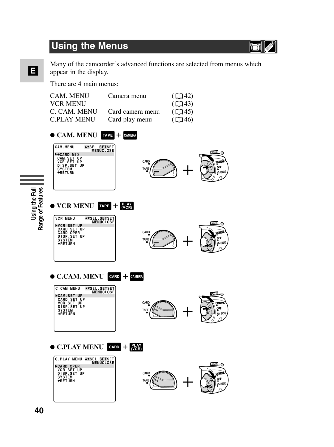 Canon MV530i, MV550i instruction manual Using the Menus, Play Menu 