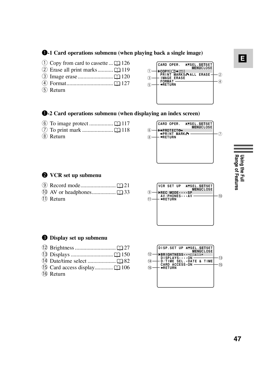 Canon MV550i, MV530i instruction manual Card operations submenu when playing back a single image, To print mark 118, Return 