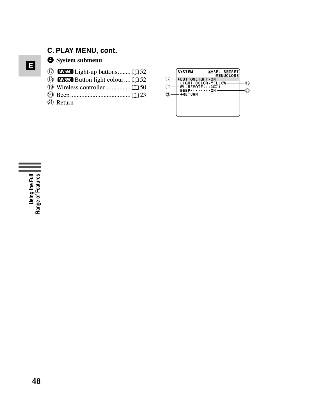 Canon MV530i, MV550i instruction manual Play MENU 