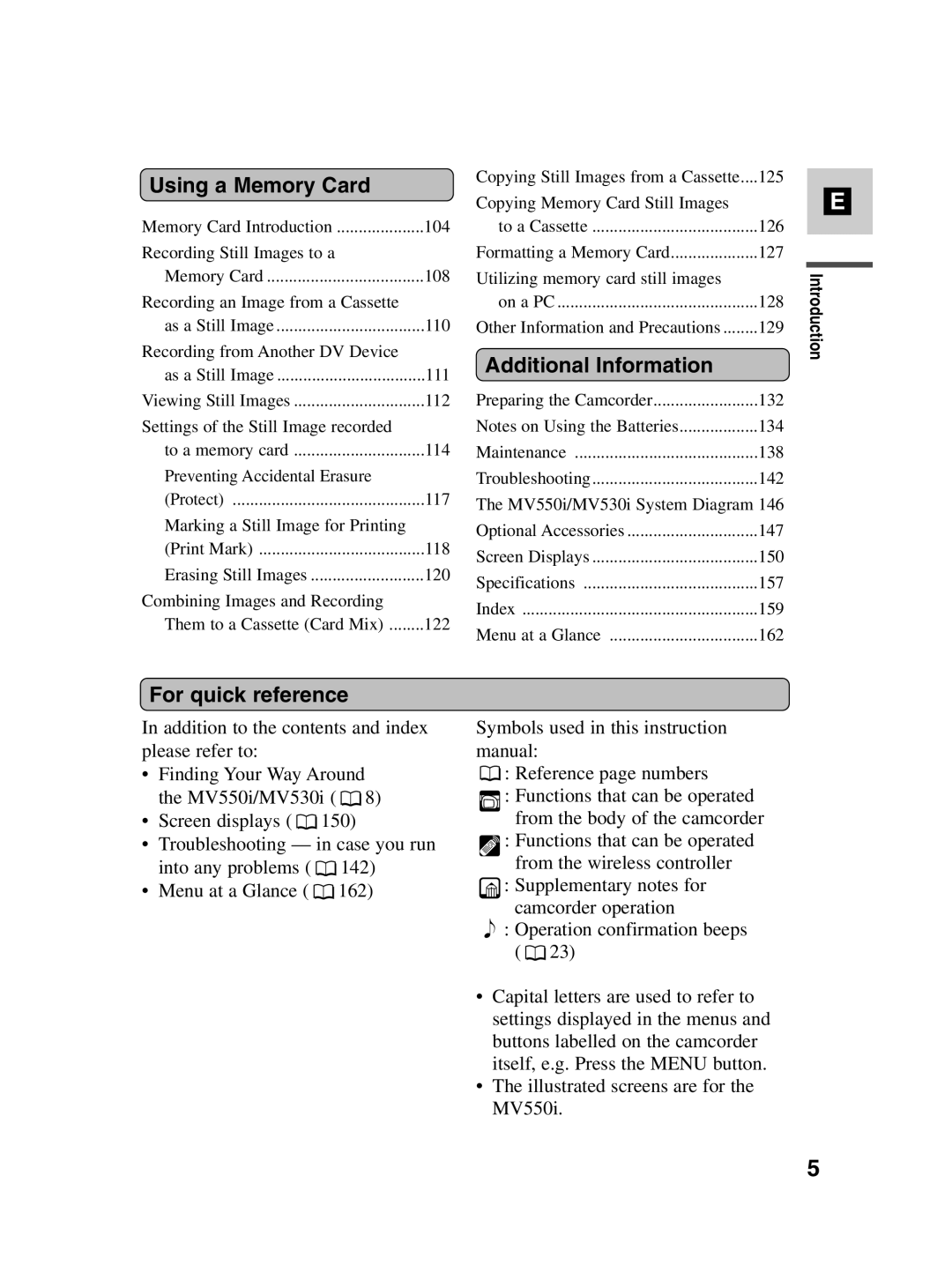 Canon MV550i, MV530i instruction manual Using a Memory Card, Additional Information, For quick reference 