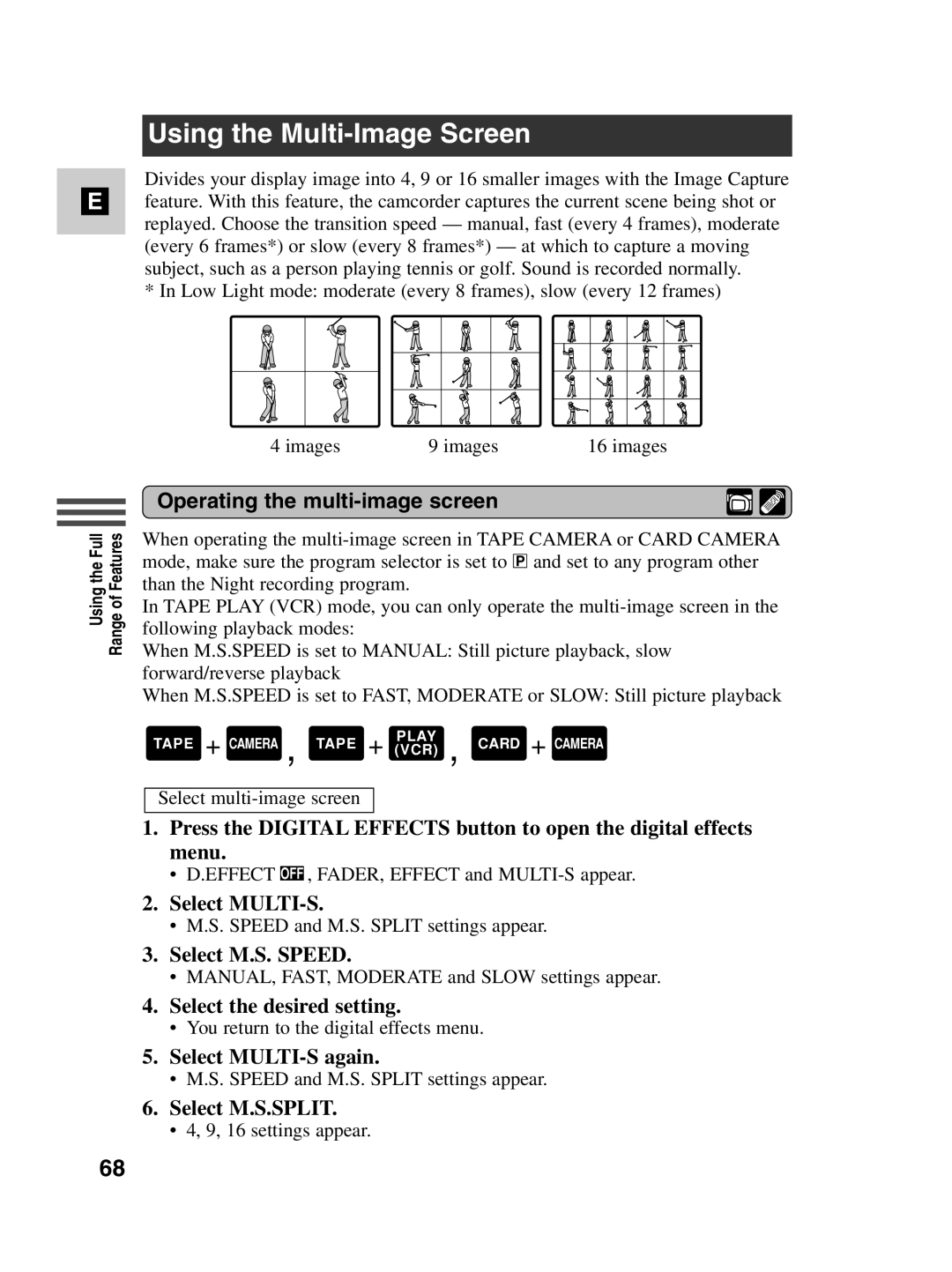 Canon MV530i, MV550i instruction manual Using the Multi-Image Screen, Operating the multi-image screen 