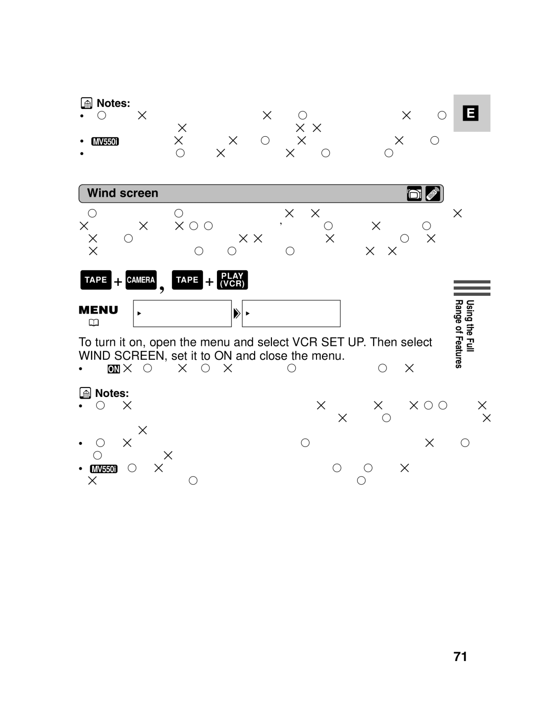 Canon MV550i, MV530i instruction manual Wind screen 