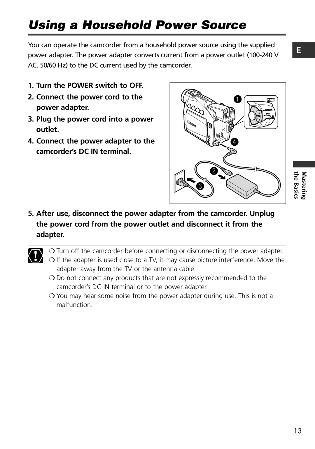 Canon MV600i, MV650i instruction manual Using a Household Power Source 