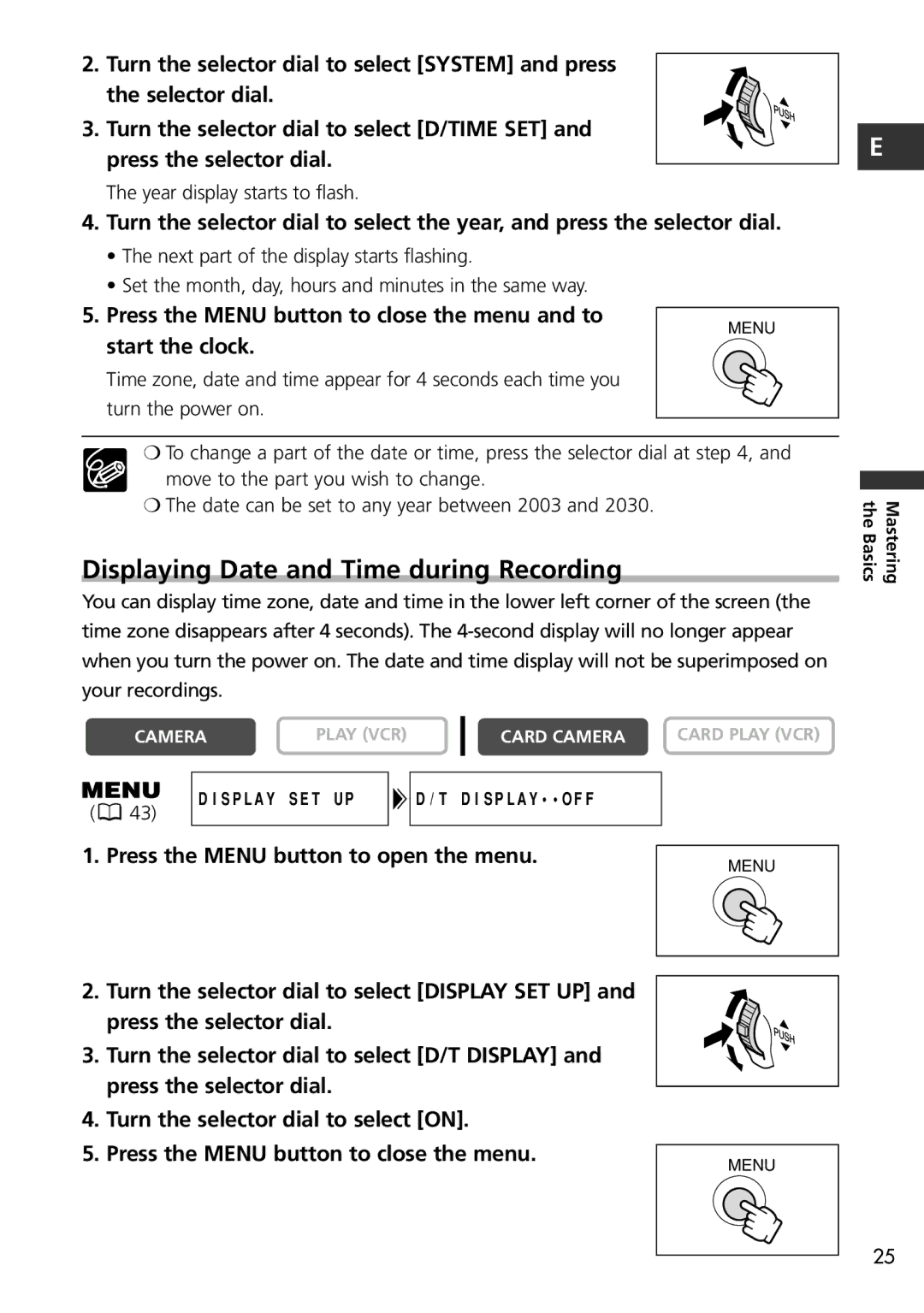 Canon MV600i, MV650i instruction manual Displaying Date and Time during Recording 