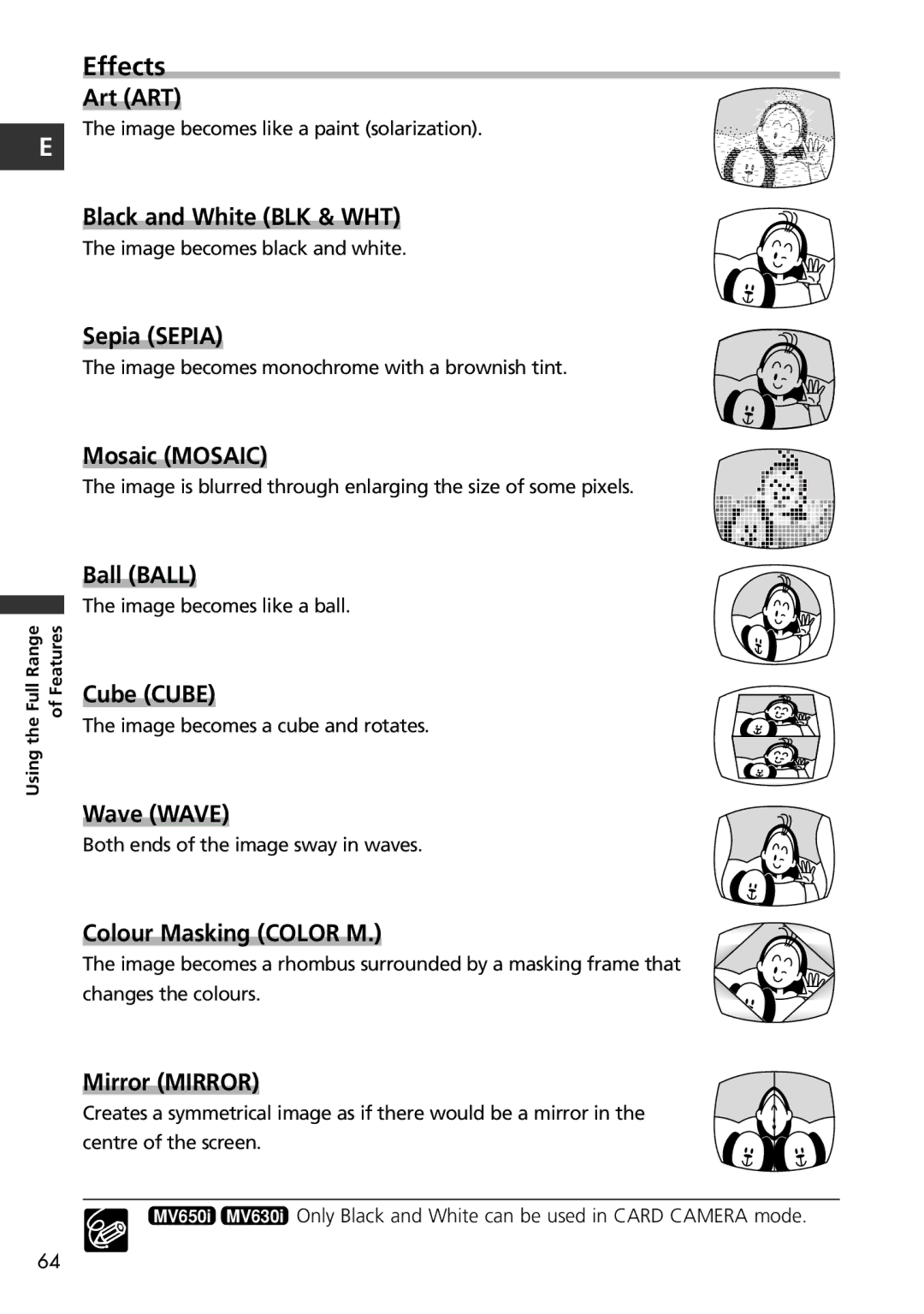 Canon MV650i, MV600i instruction manual Effects, Mirror Mirror 