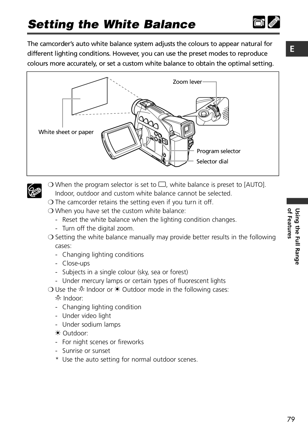 Canon MV600i, MV650i instruction manual Setting the White Balance 