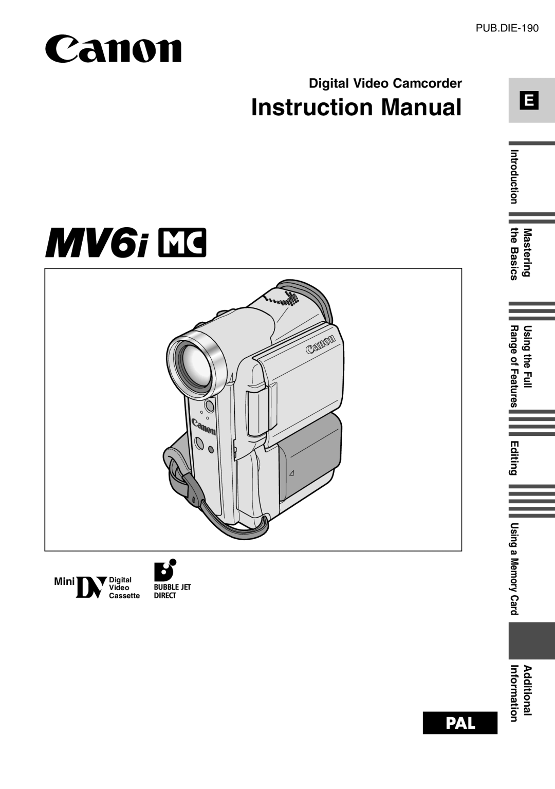 Canon MV6iMC instruction manual Pal 