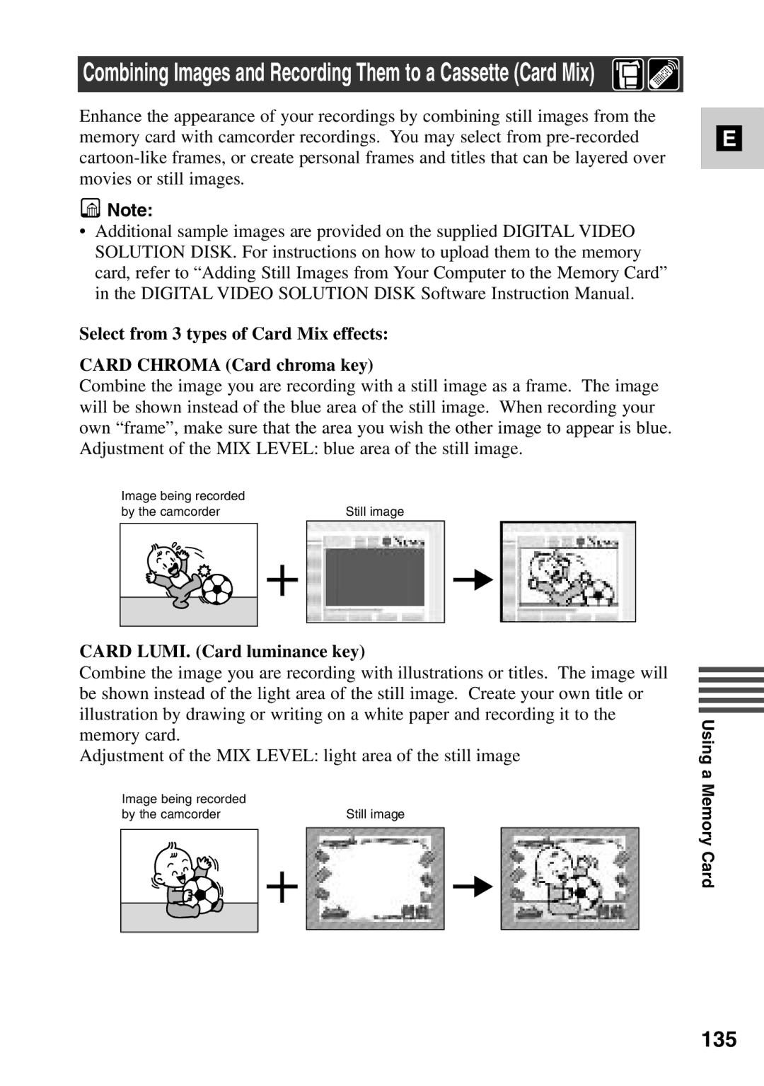 Canon MV6iMC instruction manual 135, Card LUMI. Card luminance key 