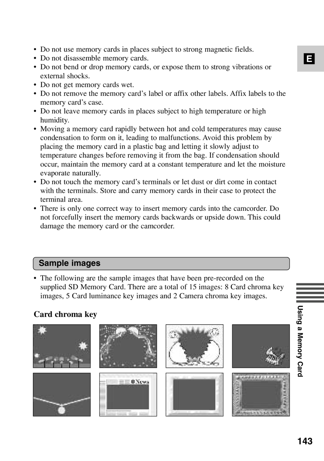 Canon MV6iMC instruction manual 143, Sample images, Card chroma key 