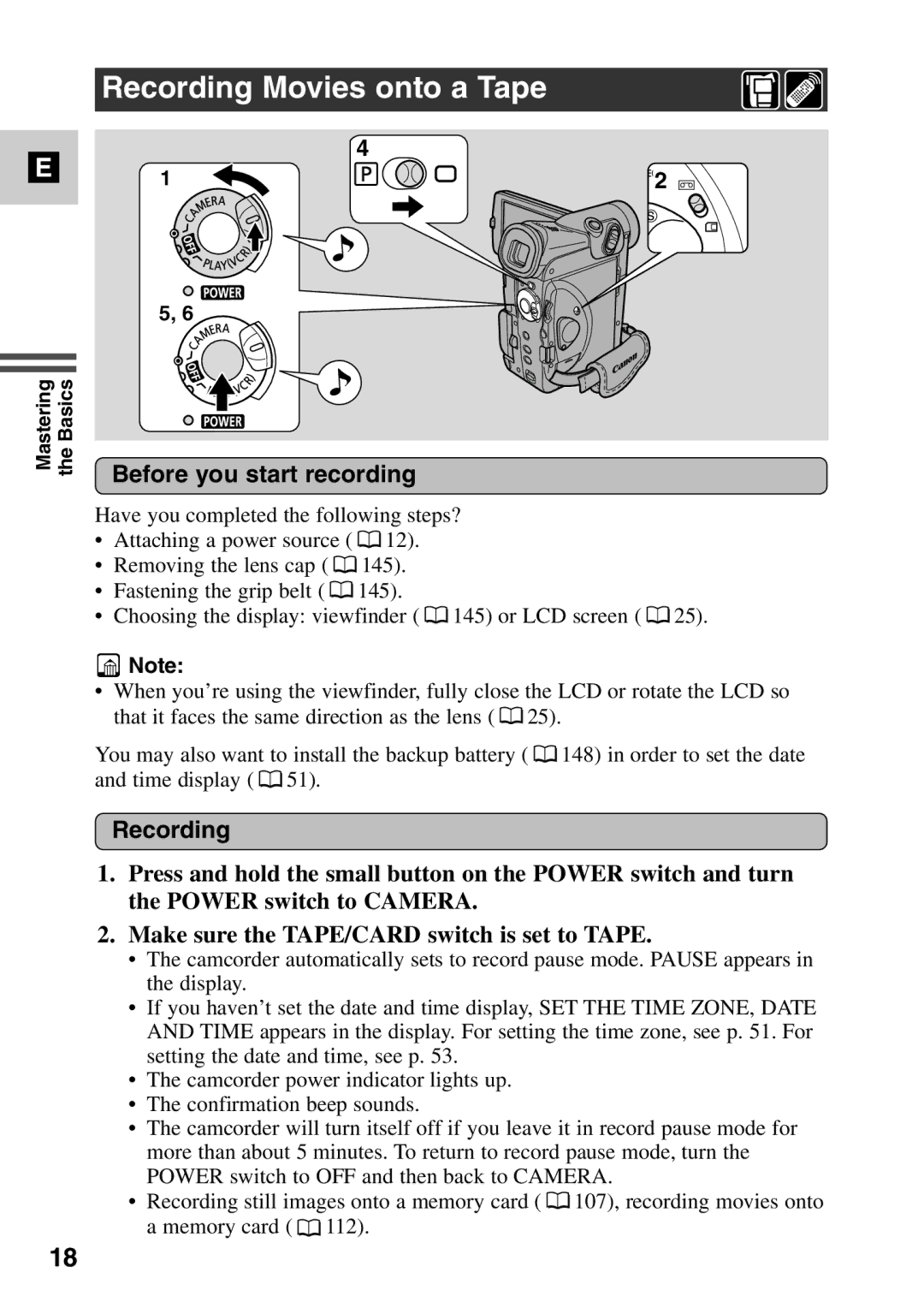 Canon MV6iMC instruction manual Recording Movies onto a Tape, Before you start recording 