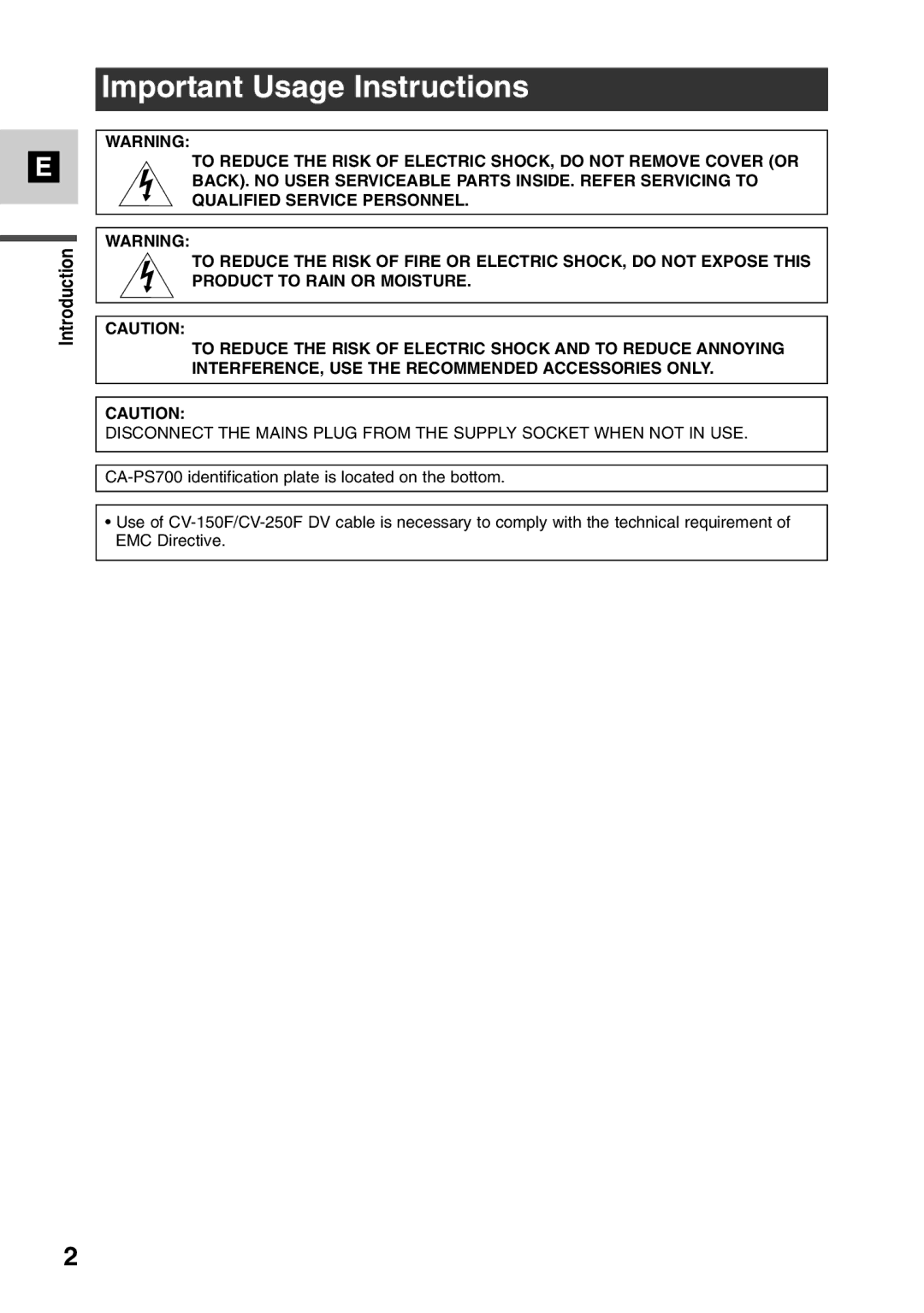 Canon MV6iMC instruction manual Important Usage Instructions 