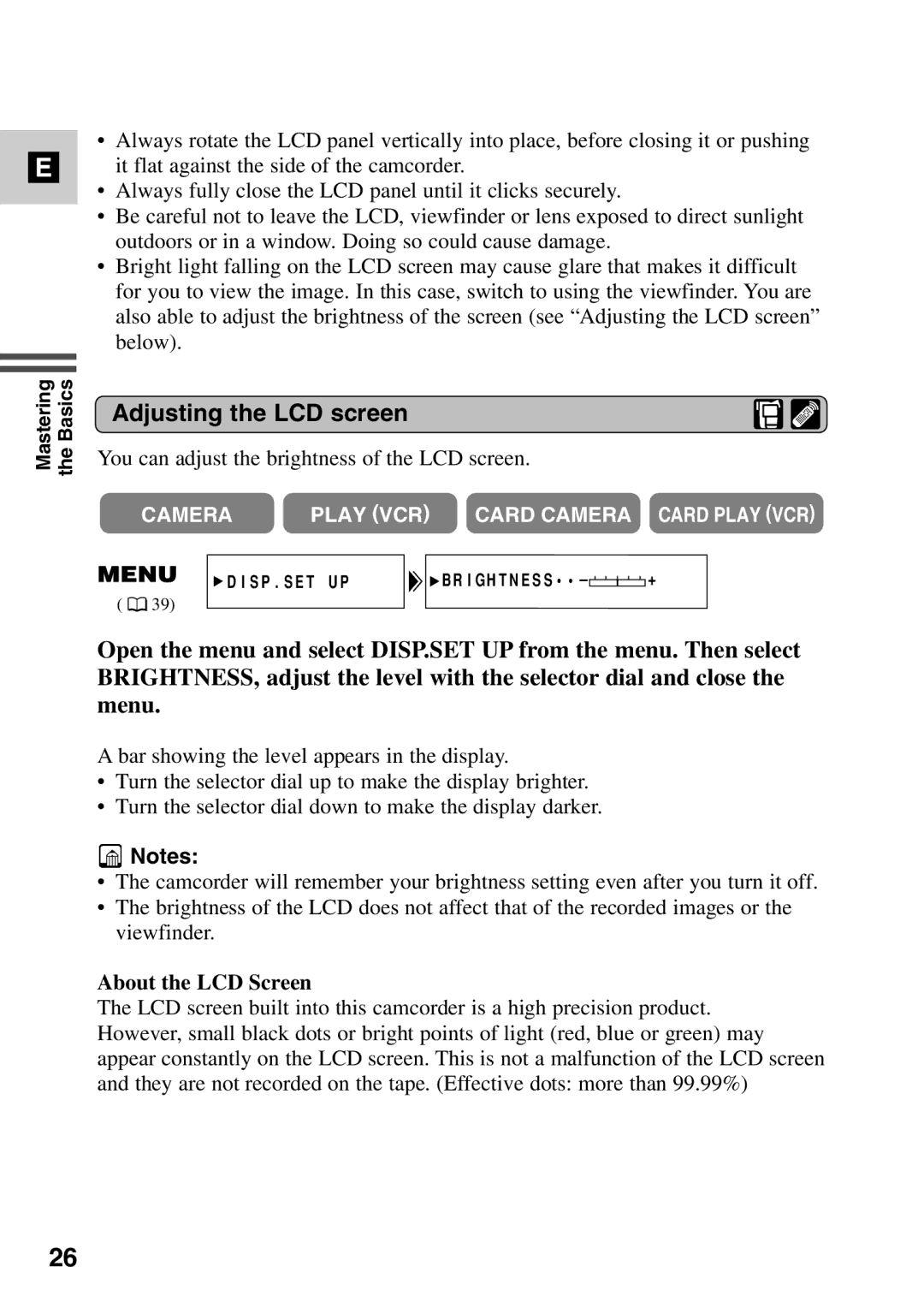 Canon MV6iMC instruction manual Adjusting the LCD screen, About the LCD Screen 