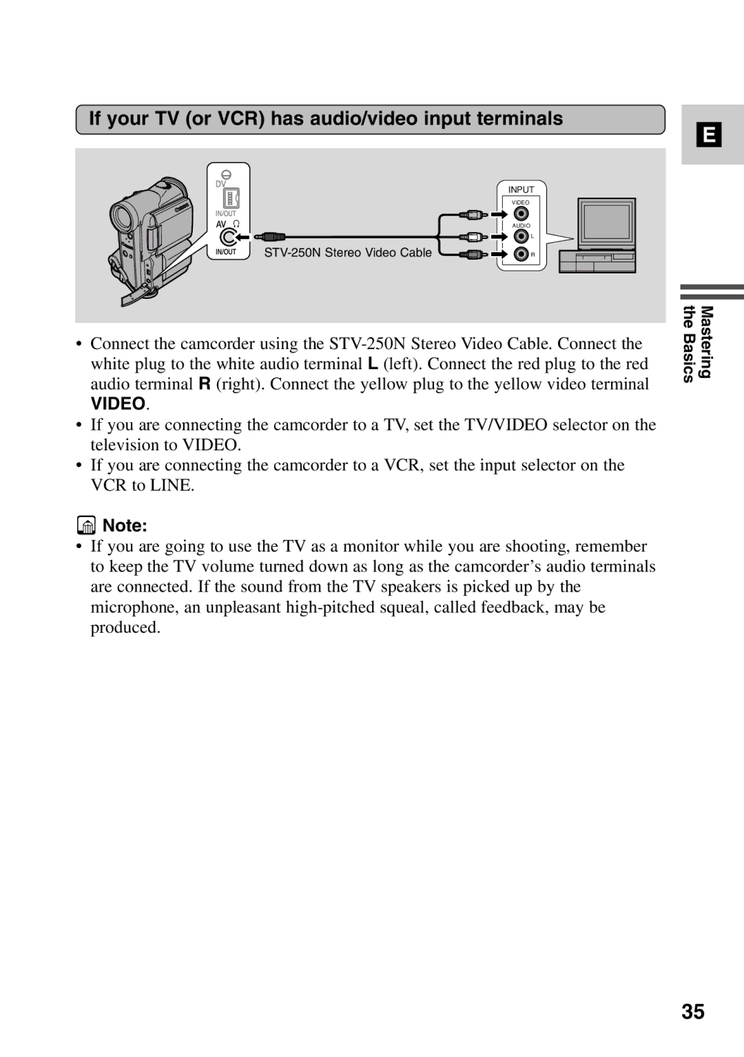 Canon MV6iMC instruction manual If your TV or VCR has audio/video input terminals, Video 