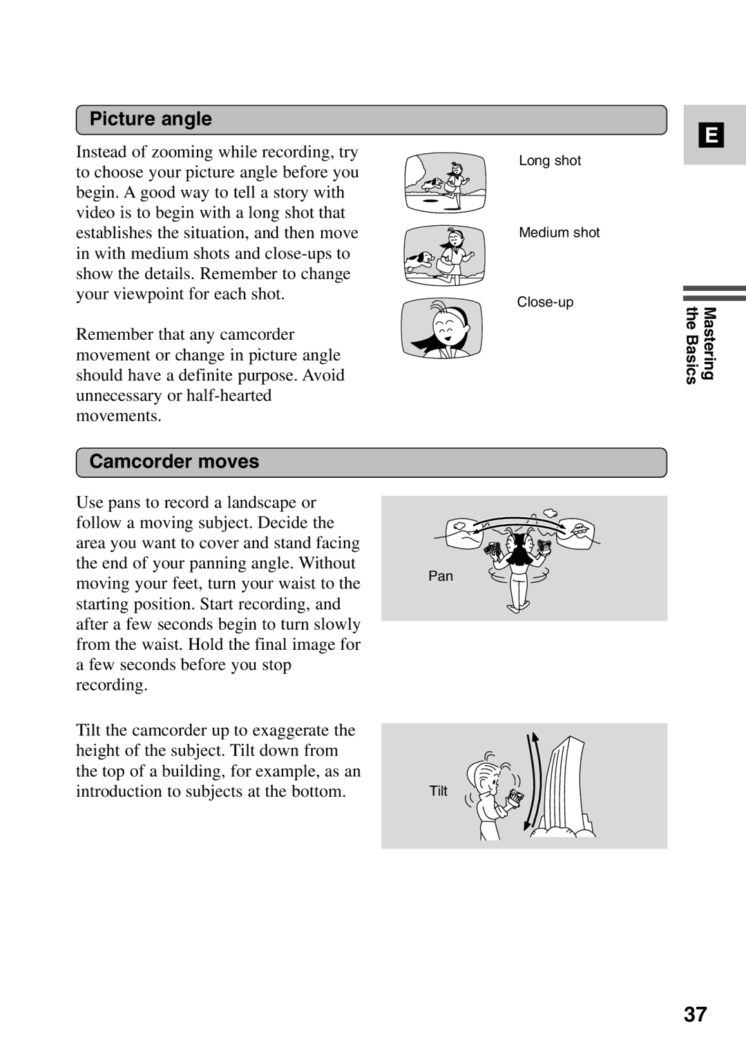 Canon MV6iMC instruction manual Picture angle, Camcorder moves 