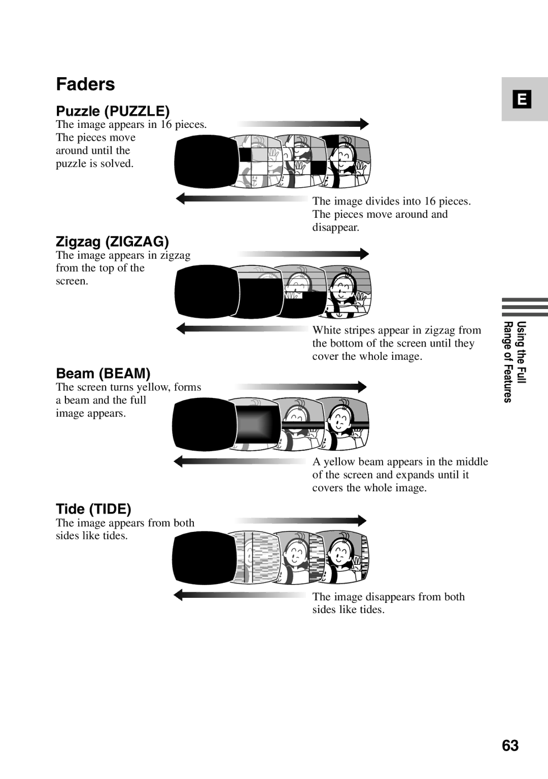 Canon MV6iMC instruction manual Puzzle Puzzle, Zigzag Zigzag, Beam Beam, Tide Tide 