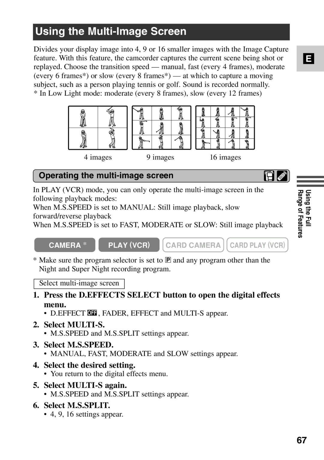 Canon MV6iMC instruction manual Using the Multi-Image Screen, Operating the multi-image screen 