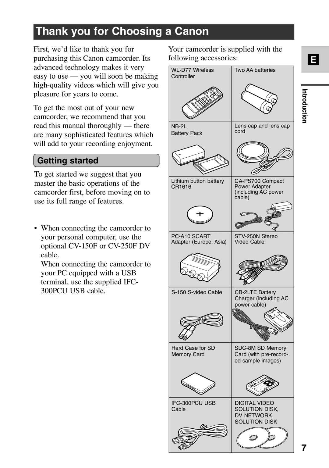 Canon MV6iMC instruction manual Thank you for Choosing a Canon, Getting started 