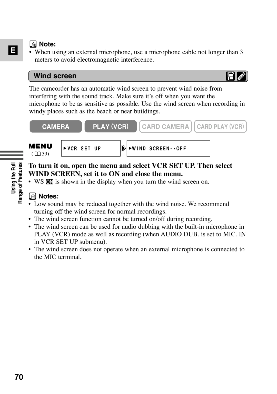 Canon MV6iMC instruction manual Wind screen 