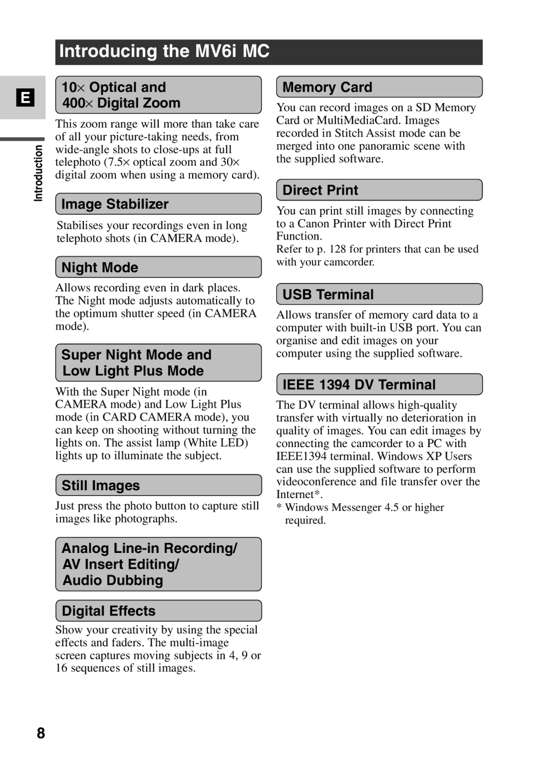 Canon MV6iMC instruction manual Introducing the MV6i MC 