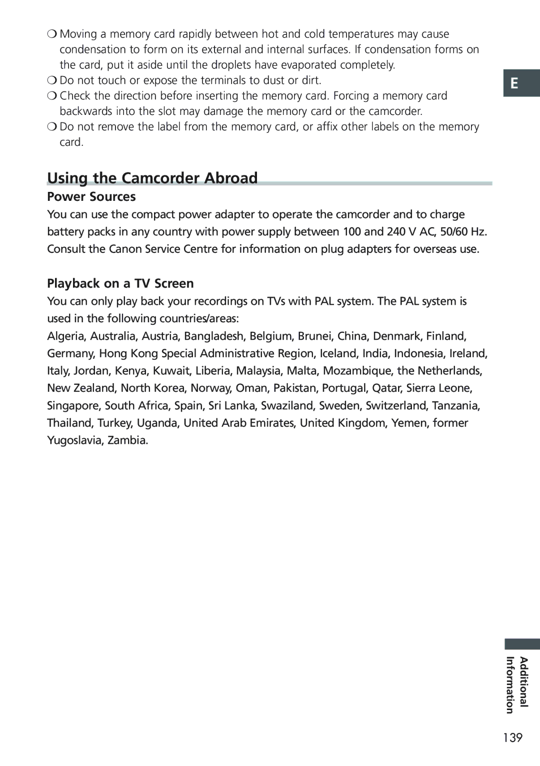 Canon MV690, MV730i, MV700i, MV750i instruction manual Using the Camcorder Abroad, Power Sources, Playback on a TV Screen 