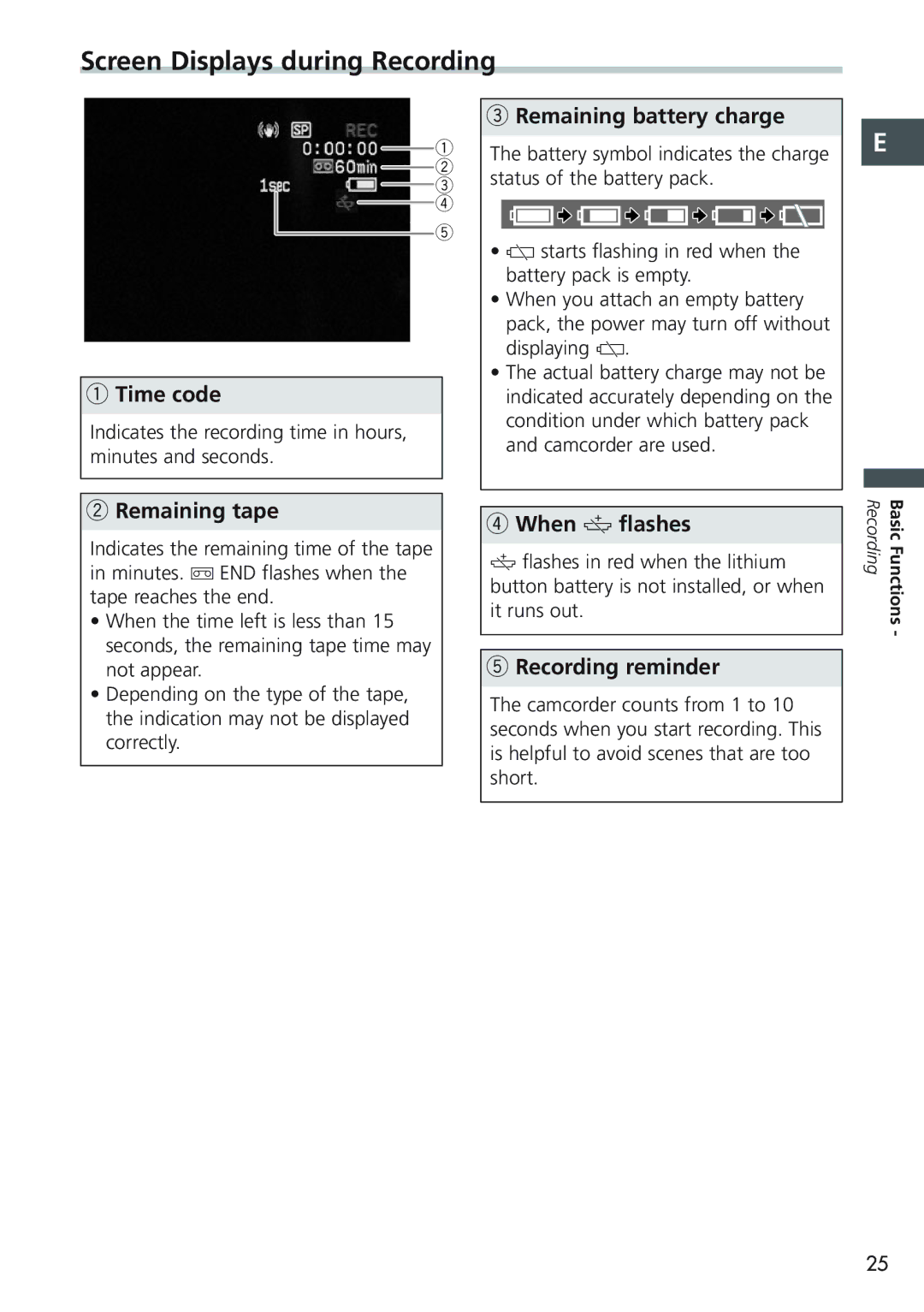 Canon MV730i, MV700i, MV750i, MV690 instruction manual Screen Displays during Recording 