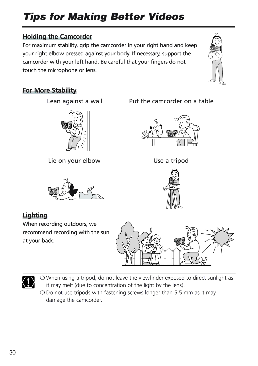 Canon MV730i, MV700i, MV750i, MV690 instruction manual Tips for Making Better Videos, Holding the Camcorder 