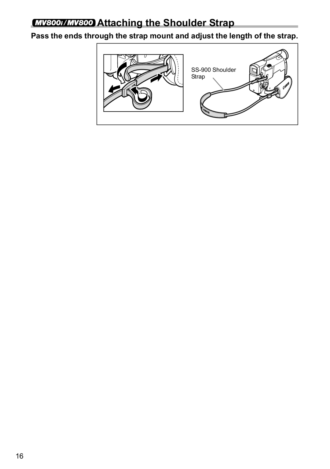 Canon MV800i, MV790 instruction manual Attaching the Shoulder Strap 