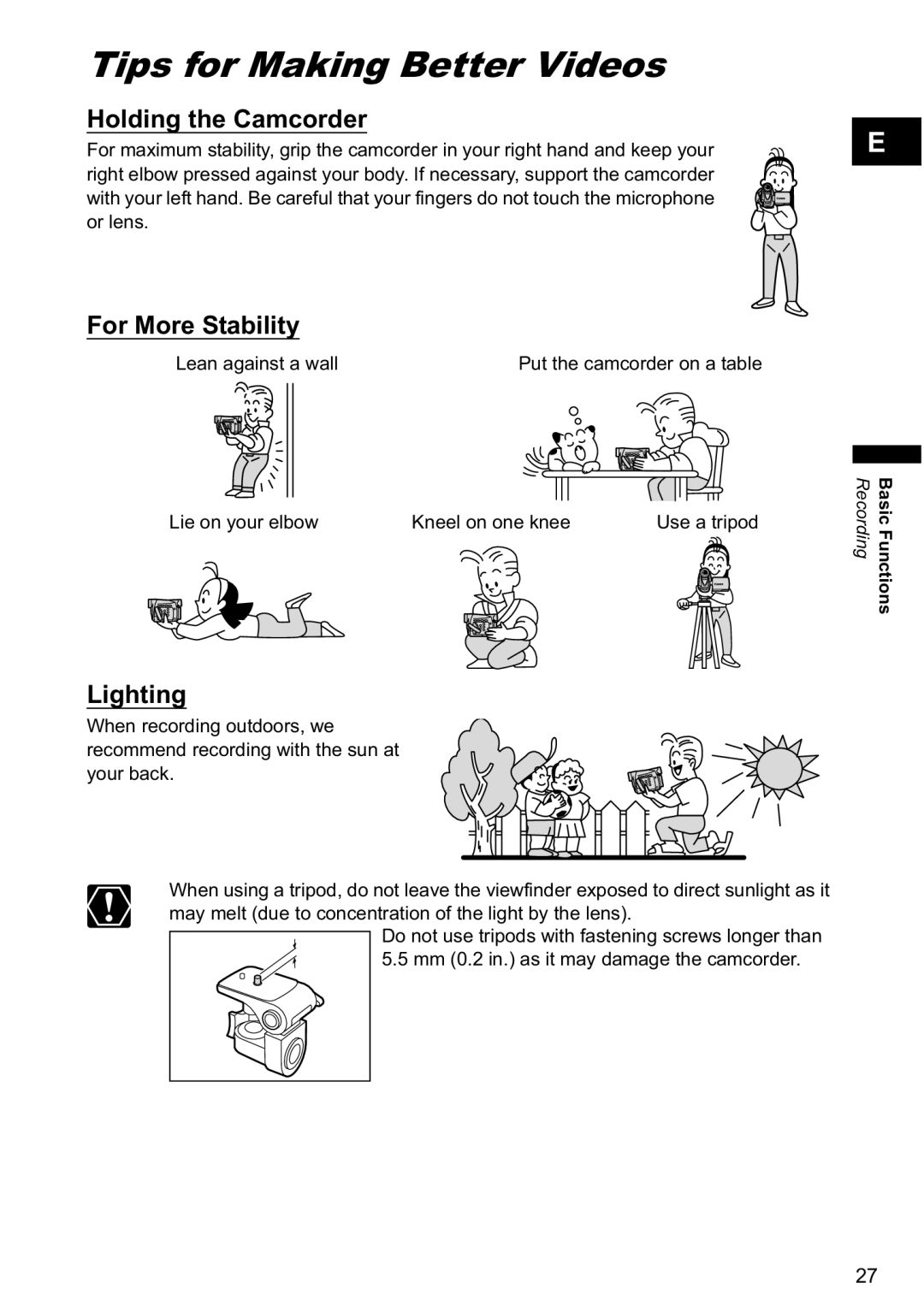 Canon MV790, MV800i instruction manual Tips for Making Better Videos, Holding the Camcorder 