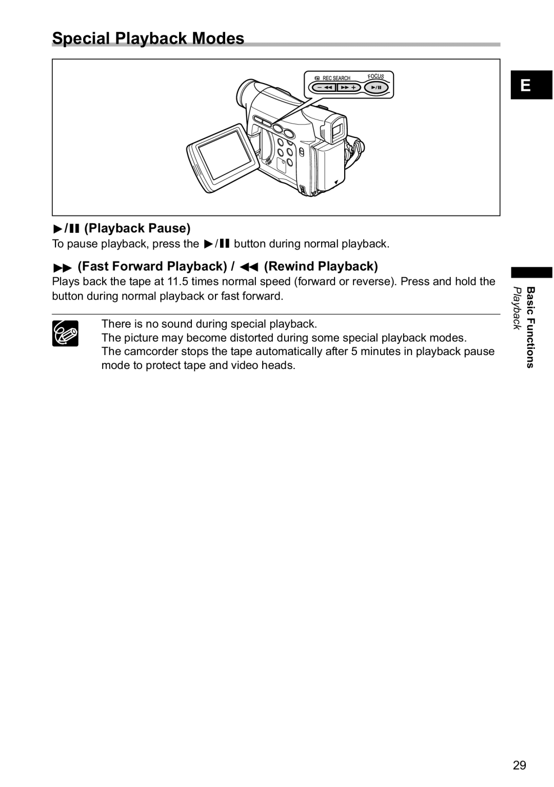 Canon MV790, MV800i instruction manual Special Playback Modes, Playback Pause, Fast Forward Playback / Rewind Playback 