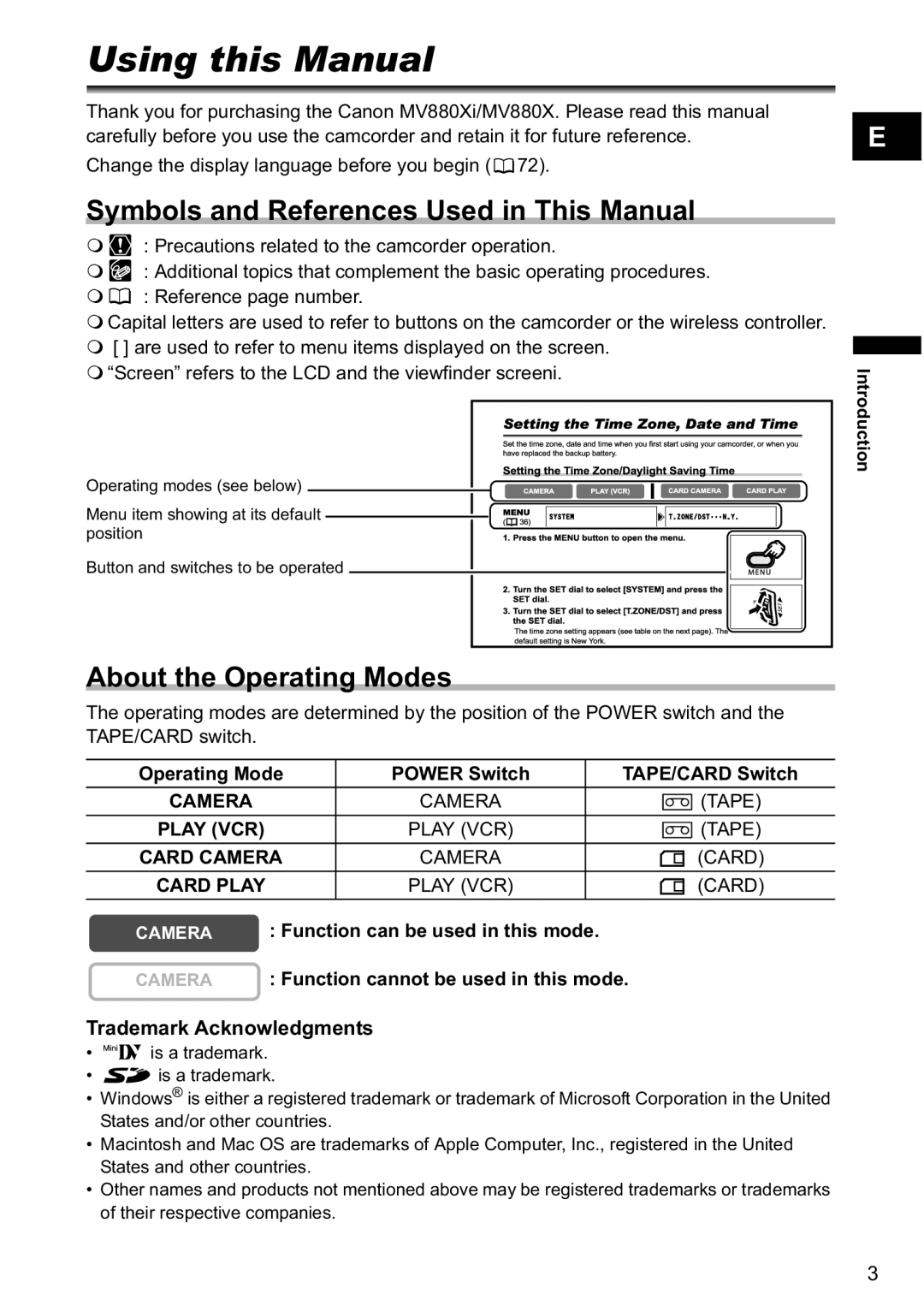 Canon MV880xi Using this Manual, Symbols and References Used in This Manual, About the Operating Modes 