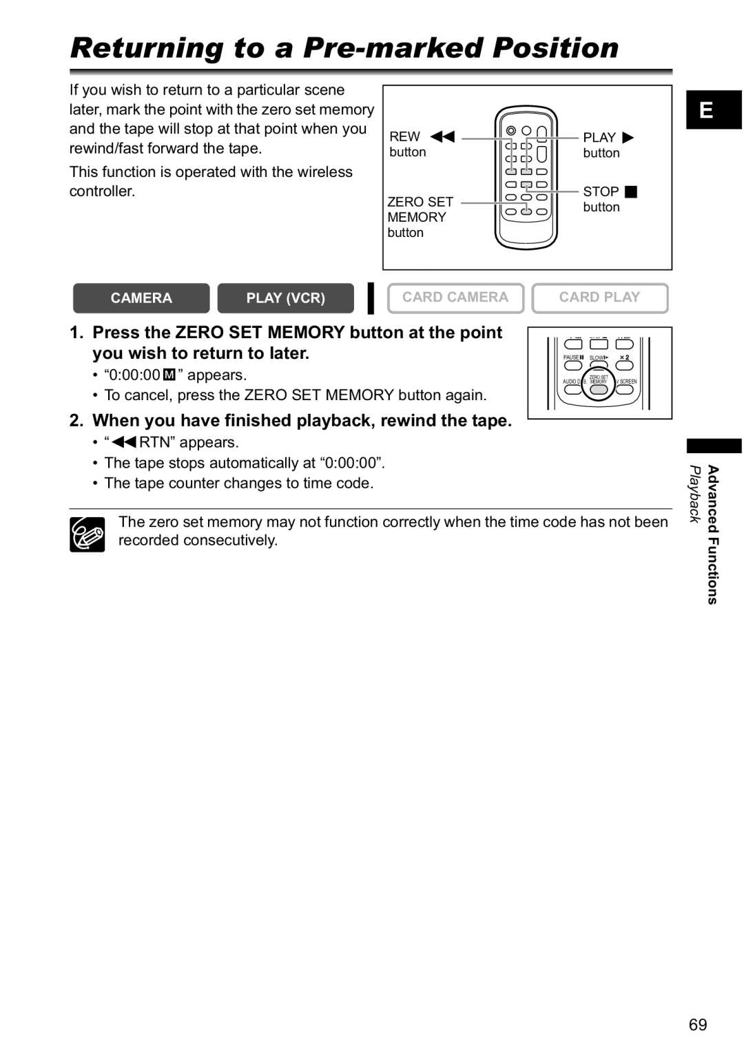 Canon MV880xi instruction manual Returning to a Pre-marked Position, When you have finished playback, rewind the tape 