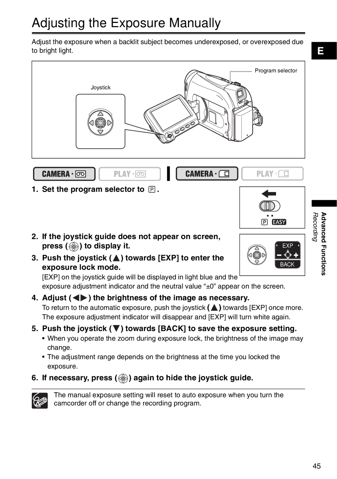 Canon MV940, MV960, MV 950 instruction manual Adjusting the Exposure Manually 