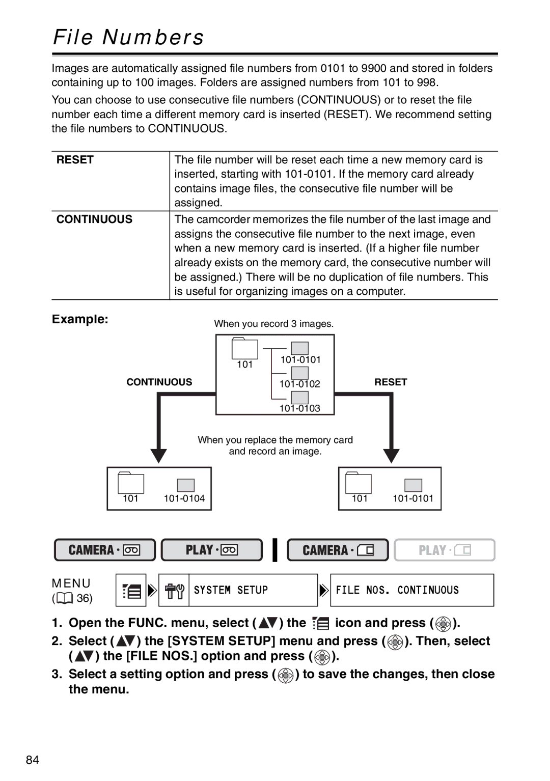 Canon MV940, MV960, MV 950 instruction manual File Numbers, Example 