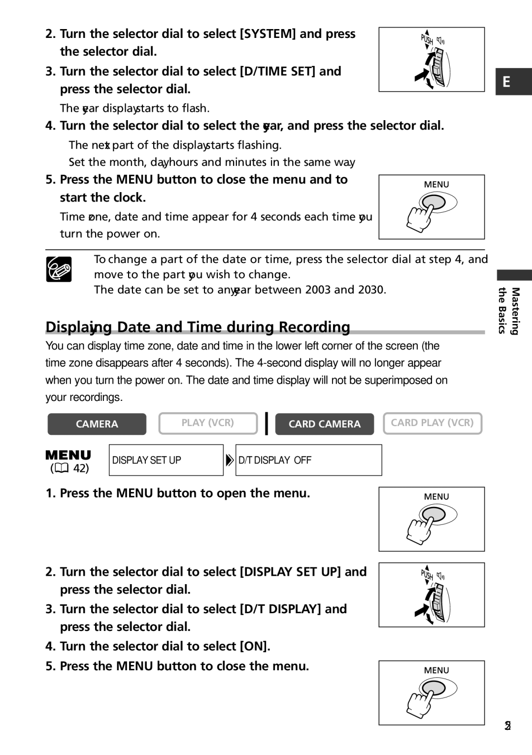 Canon MVX150i, MVX100i instruction manual Displaying Date and Time during Recording 