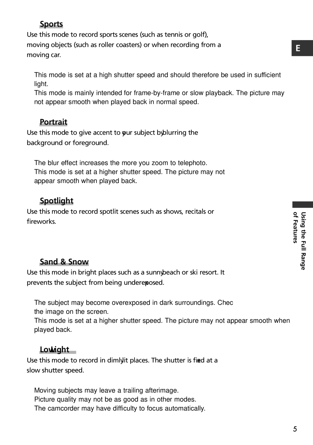 Canon MVX150i, MVX100i instruction manual Spotlight 