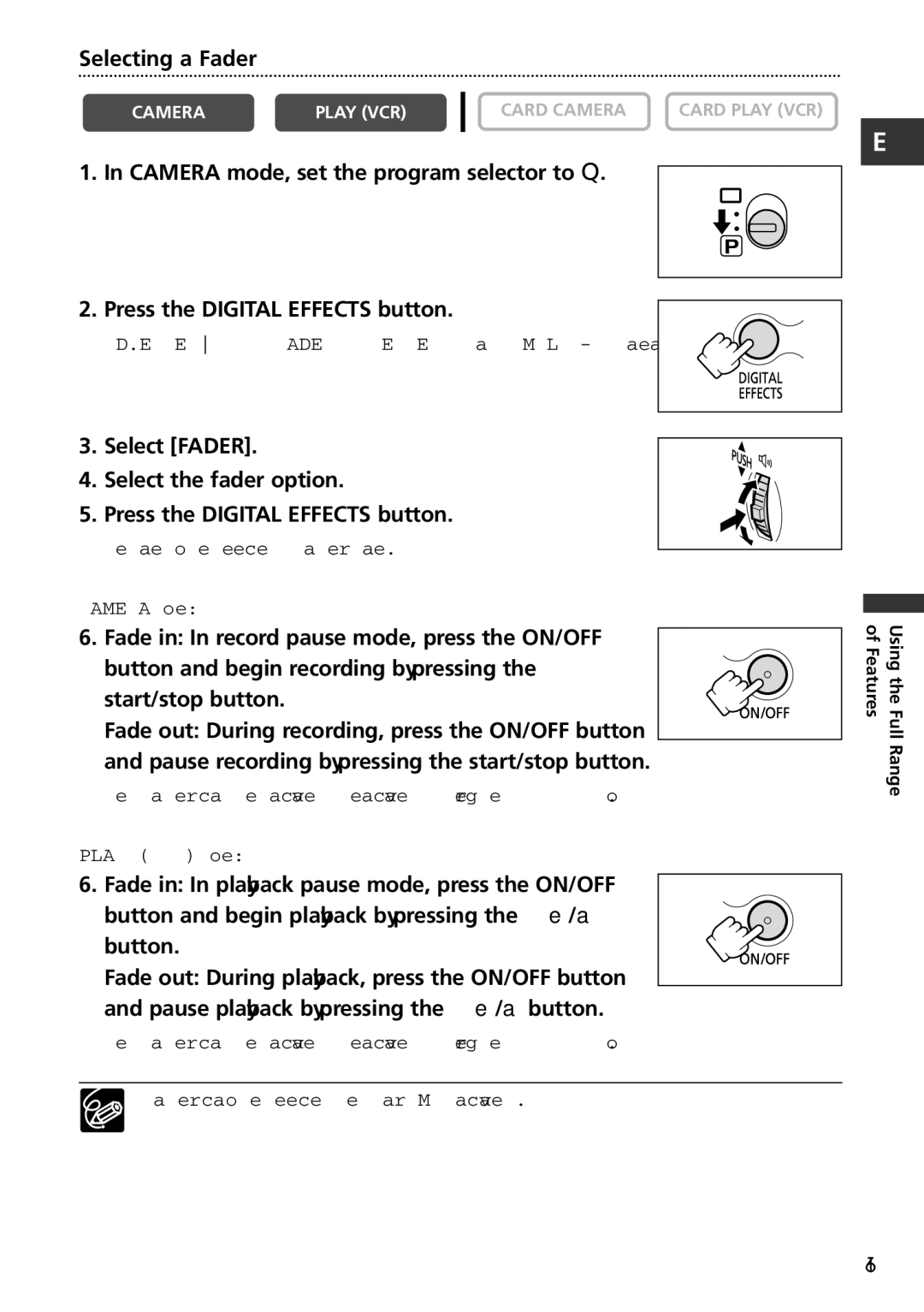 Canon MVX150i, MVX100i instruction manual Selecting a Fader 