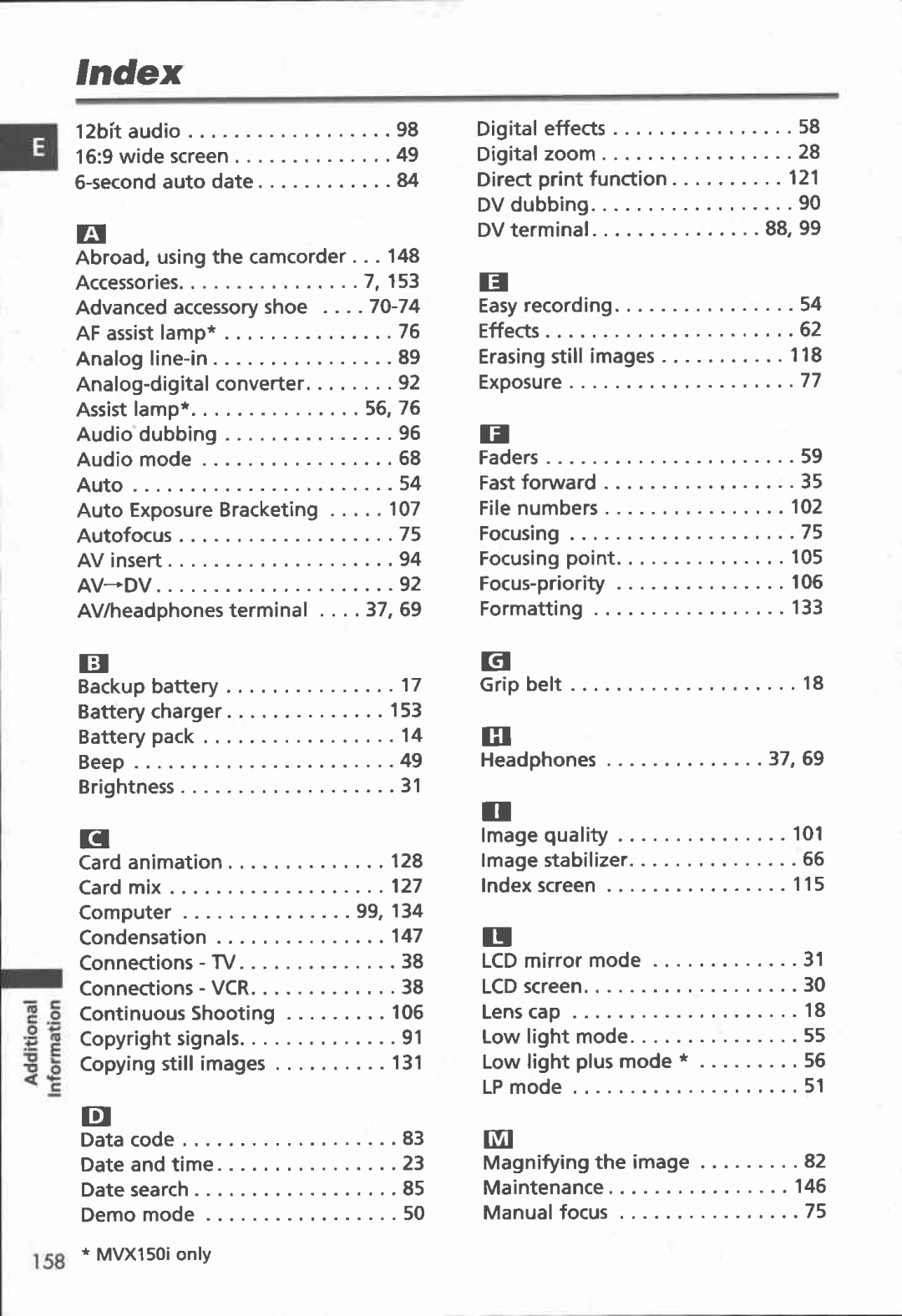 Canon MVX100i, MVX150i manual 