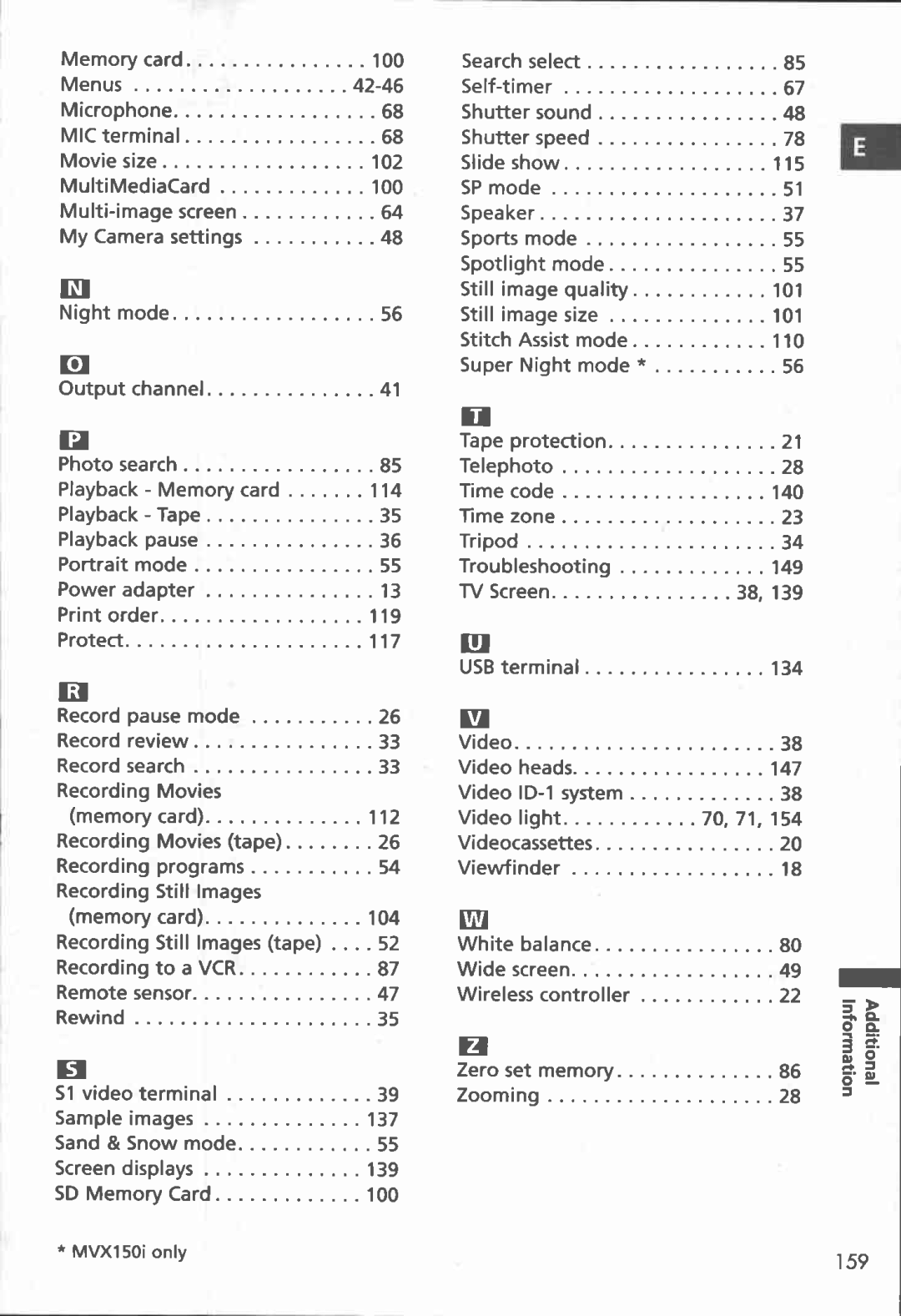 Canon MVX150i, MVX100i manual 