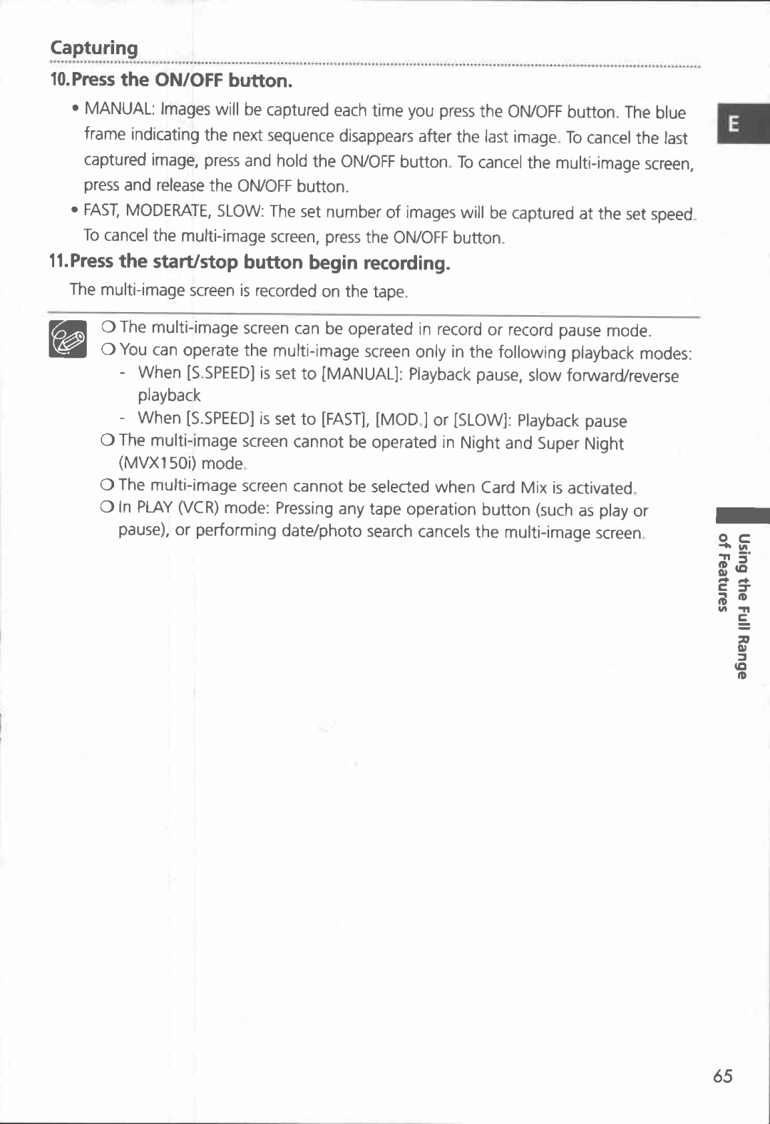 Canon MVX150i, MVX100i manual 