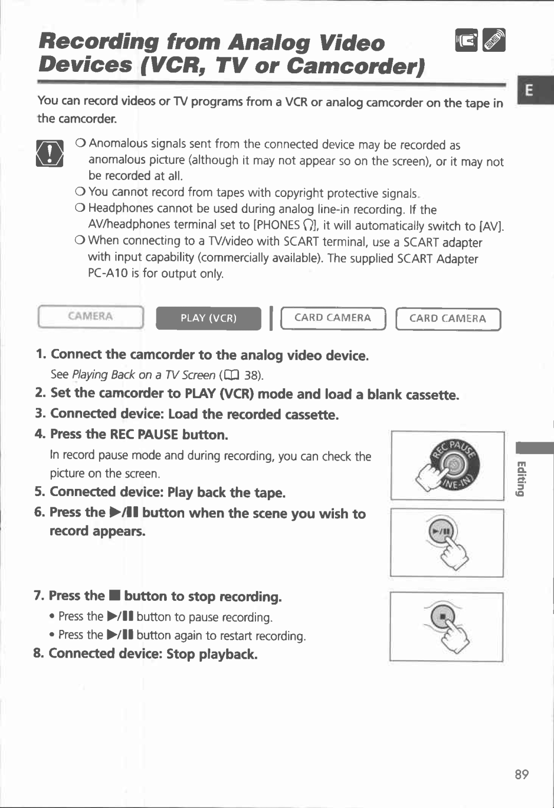 Canon MVX150i, MVX100i manual 